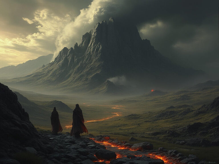 Mordor the Ashen plains before Mount Doom, di James Hosie