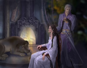 Lúthien e Celegorm a Nargothrond, di MySilverGreen