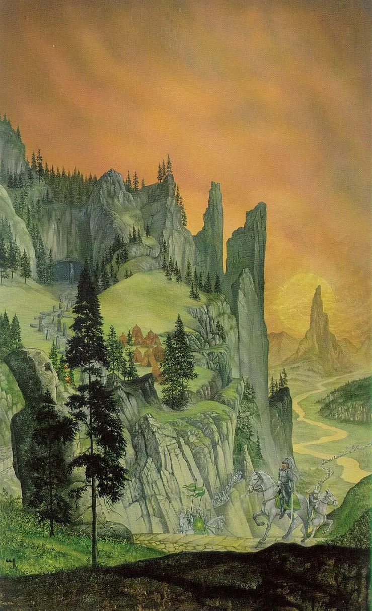 Théoden army on the road to Dunharrow, di Roger Garland